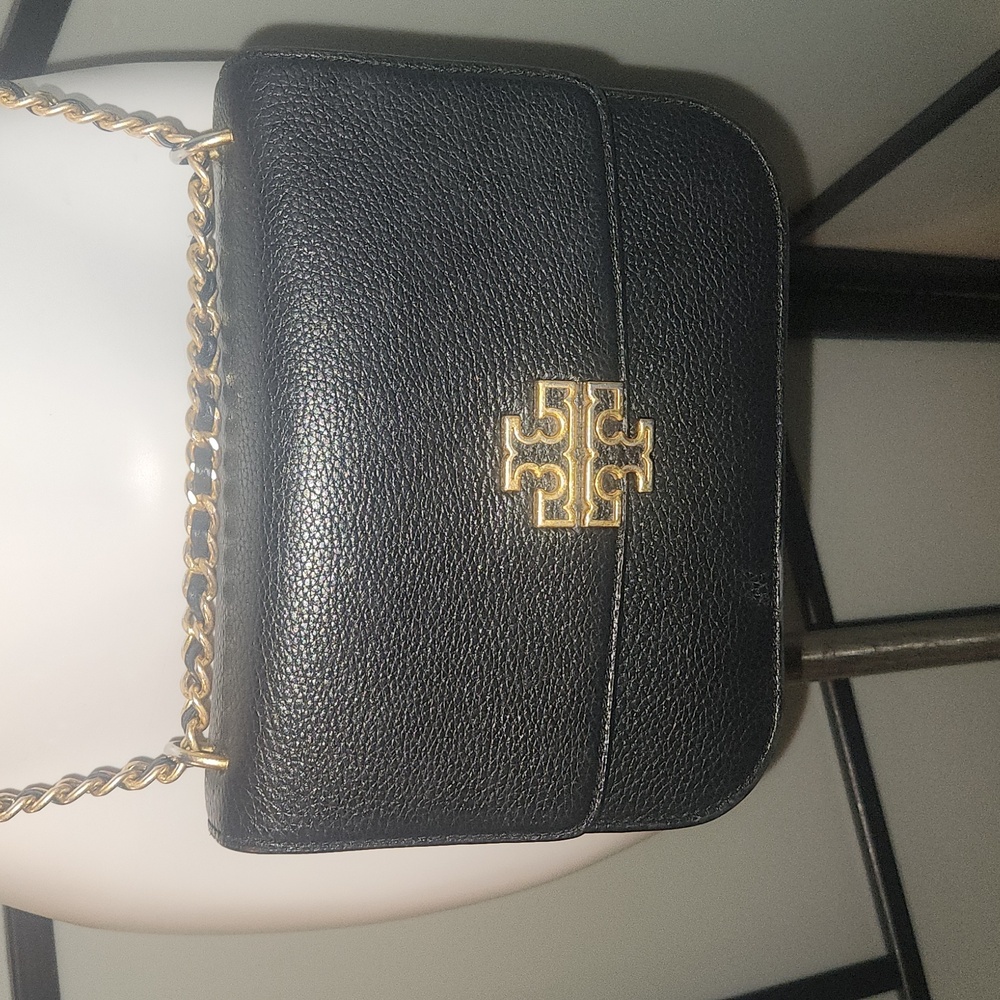 Black Leather Tory Burch Crossbody Bag